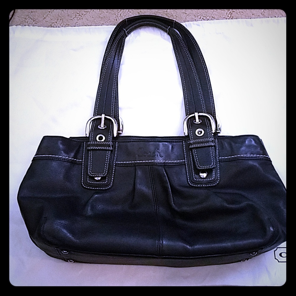 Black Leather Coach Satchel Great Condition soho